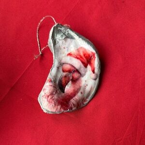 Flamingo Oyster Shell Christmas Ornament